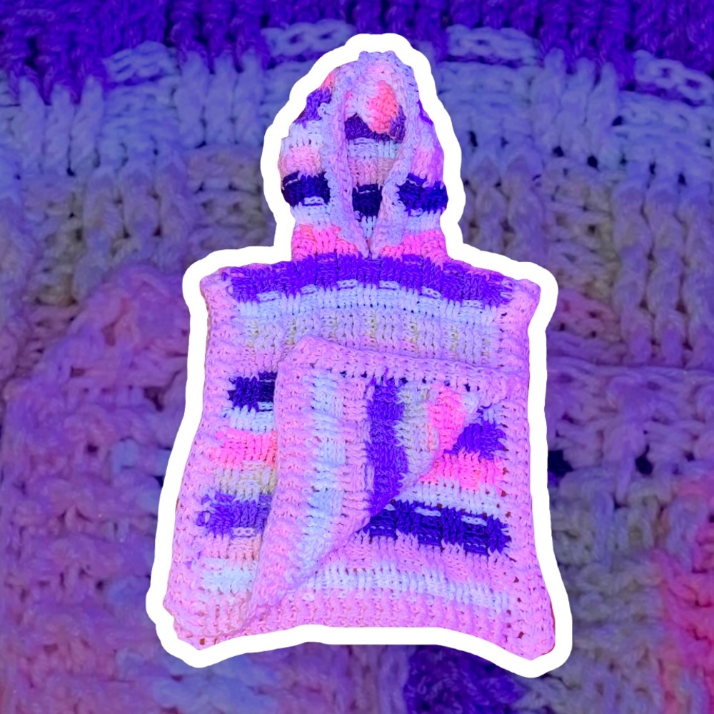 Crocheted Girls Hooded Cape/Poncho